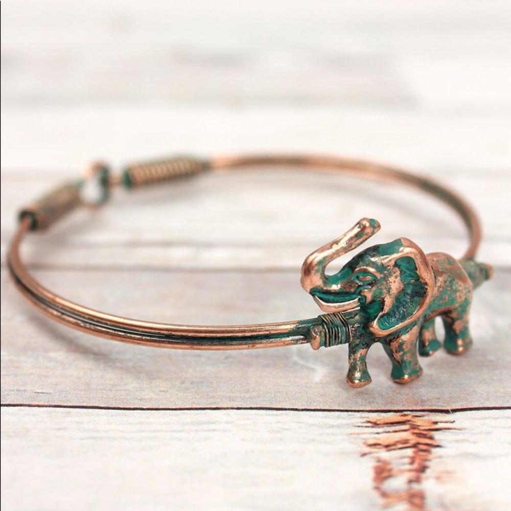 PATINA ELEPHANT WIRE BANGLE - Picture 3 of 4